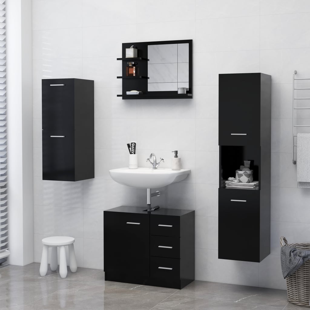 Galleria Design Bathroom Mirror Black 60x10.5x45 cm Engineered Wood