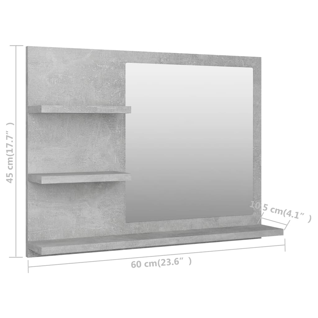 Galleria Design Bathroom Mirror Concrete Grey 60x10.5x45 cm Engineered Wood