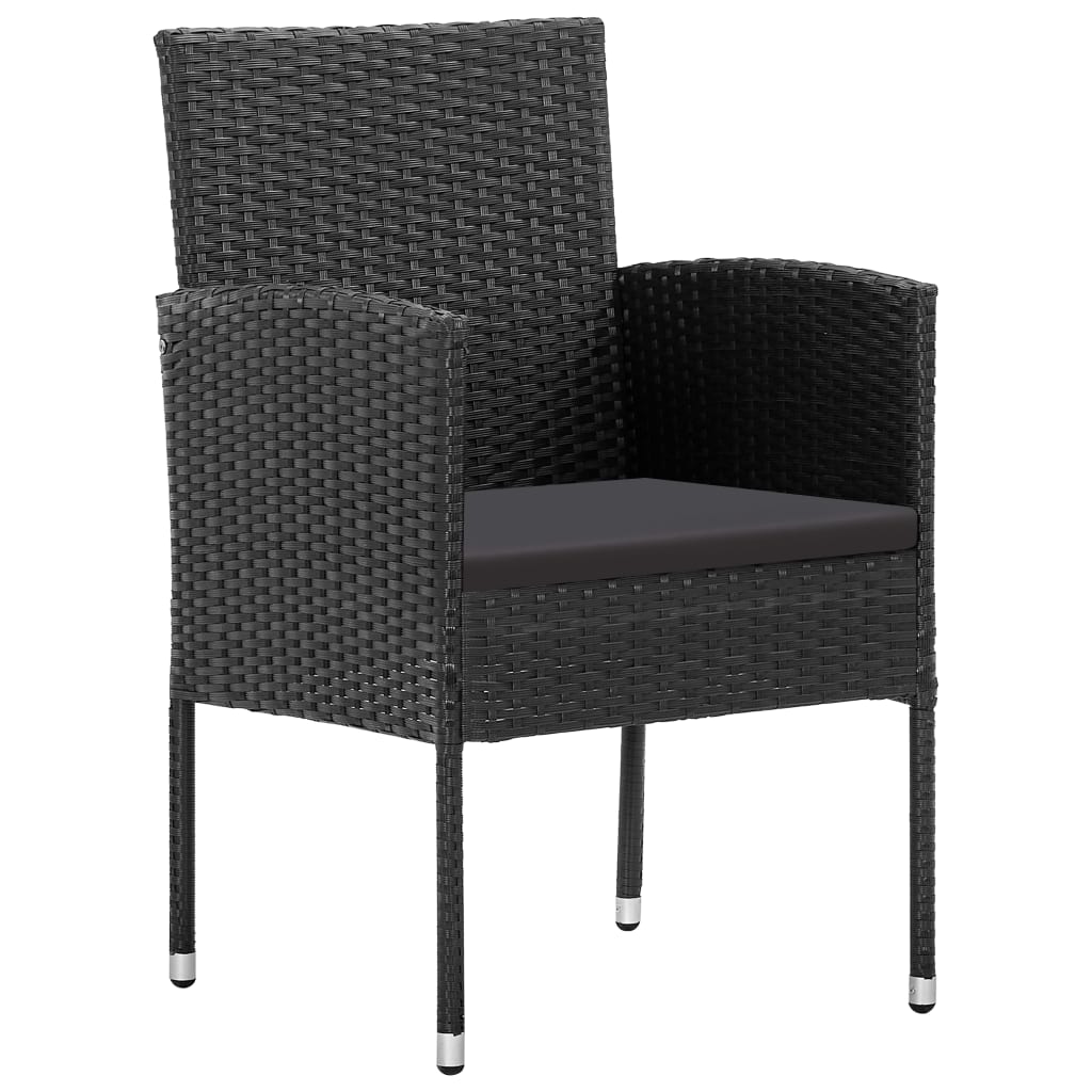 Galleria Design 3 Piece Garden Dining Set Poly Rattan Black