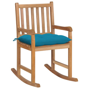 Galleria Design Rocking Chair with Light Blue Cushion Solid Teak Wood