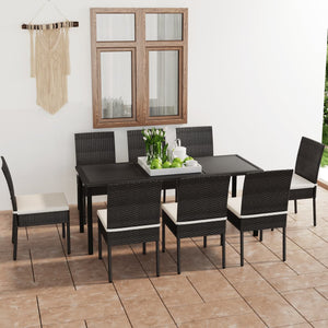 Galleria Design 9 Piece Garden Dining Set Poly Rattan Black