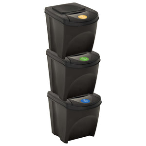 Galleria Design Stackable Dustbins 3 pcs Anthracite 75 L