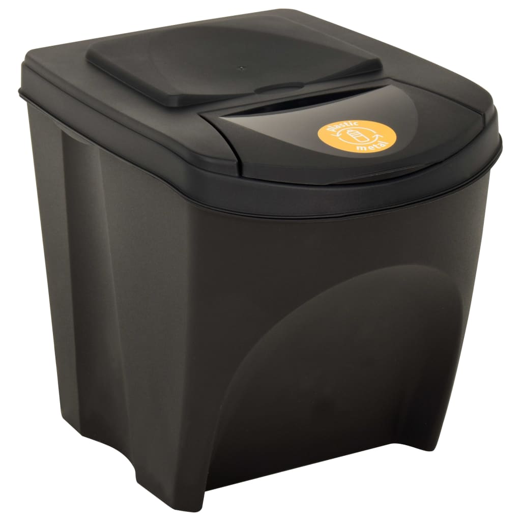 Galleria Design Stackable Dustbins 3 pcs Anthracite 75 L