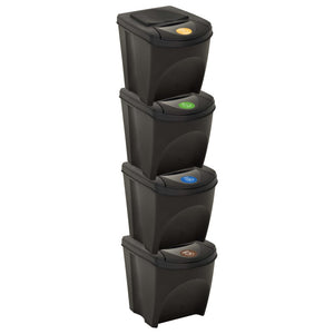 Galleria Design Stackable Dustbins 3 pcs Anthracite 75 L