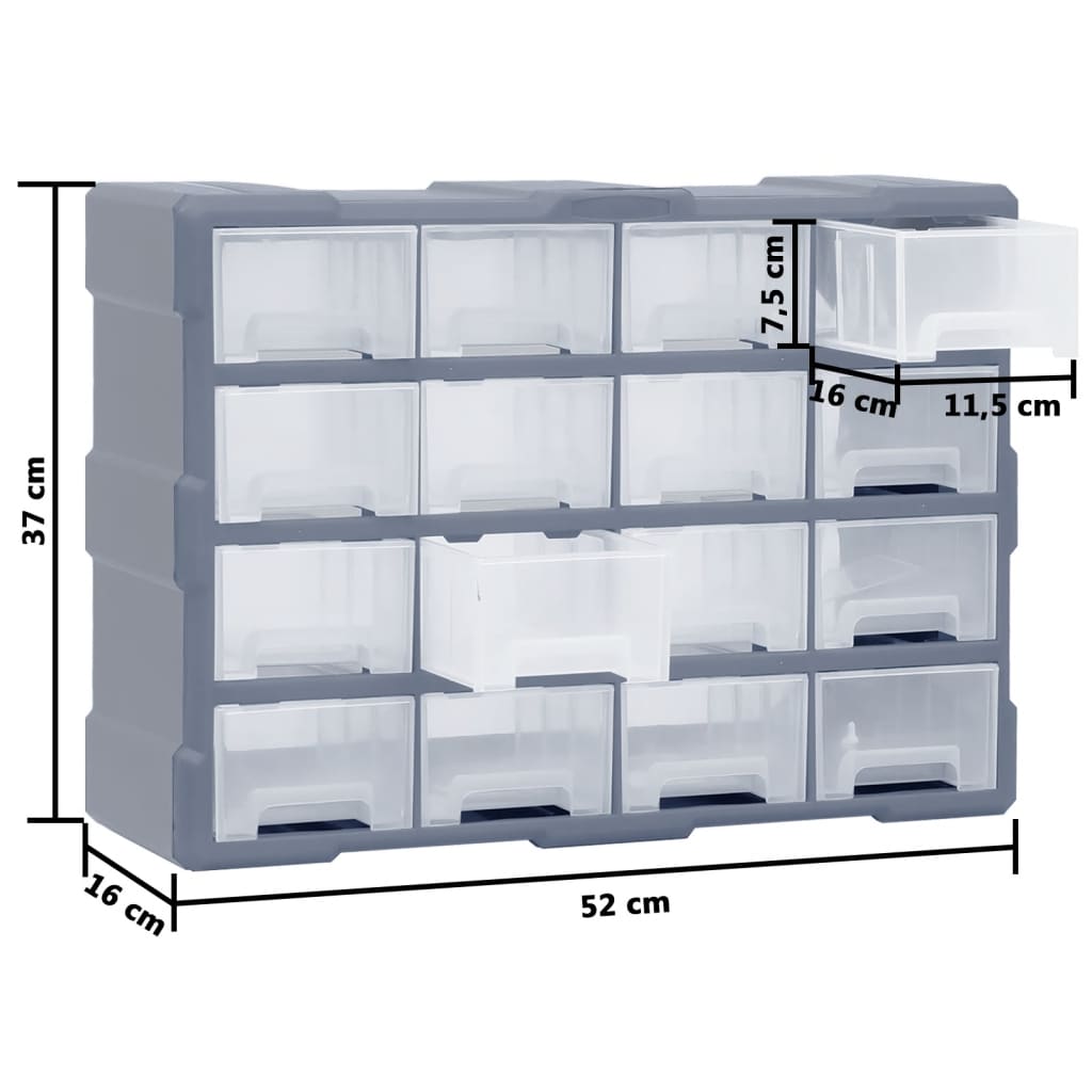 Galleria Design Multi-drawer Organiser with 16 Middle Drawers 52x16x37 cm