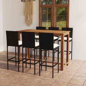 Galleria Design 7 Piece Garden Bar Set with Cushions Black