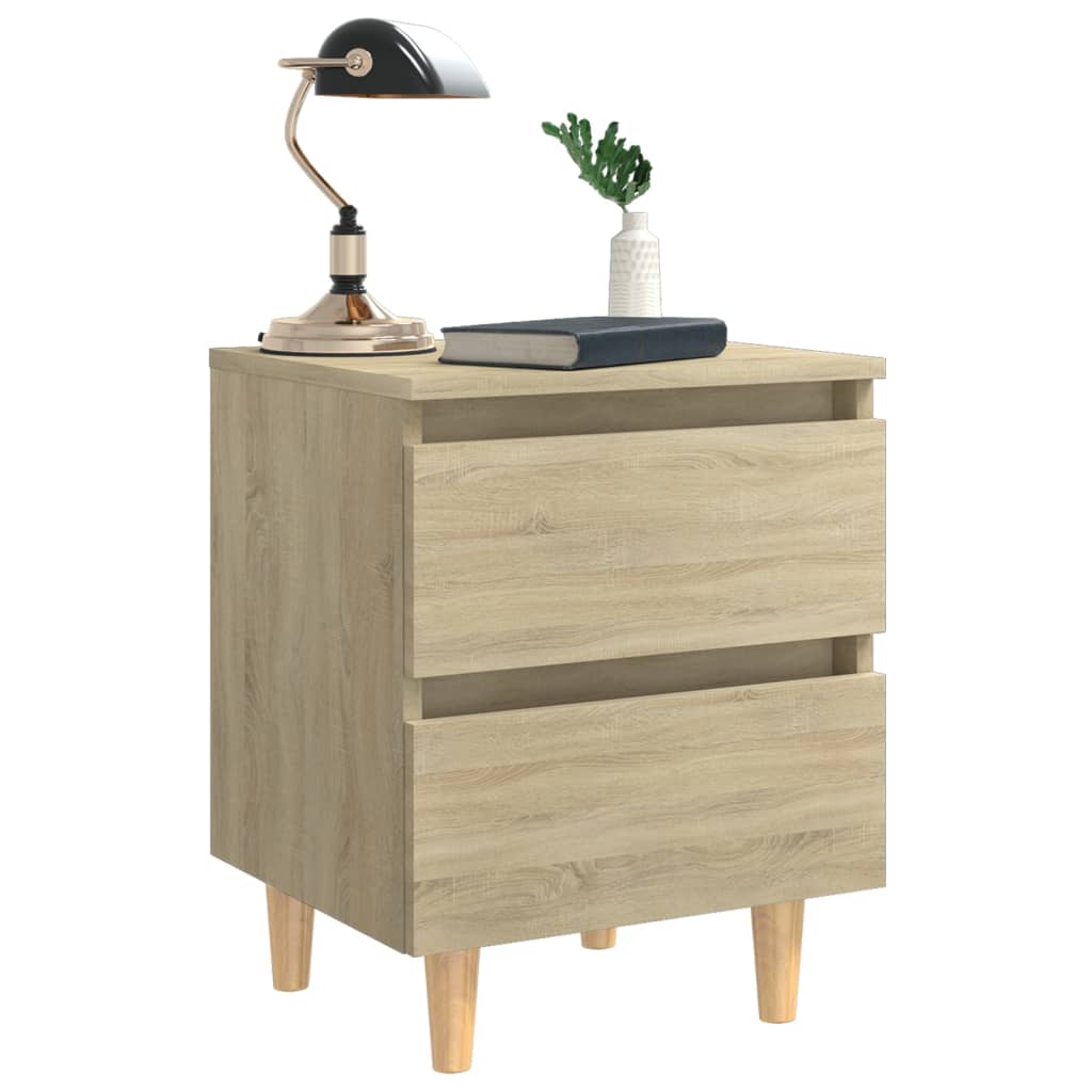 Galleria Design Bed Cabinets &amp; Solid Pinewood Legs 2 pcs Sonoma Oak 40x35x50 cm
