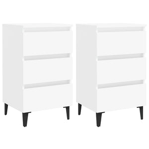 Galleria Design Bed Cabinet with Metal Legs 2 pcs White 40x35x69 cm