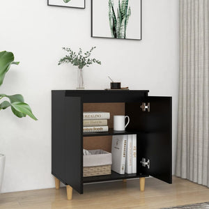 Galleria Design Sideboard with Solid Wood Legs Black 60x35x70 cm Engineered Wood