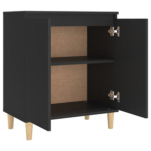 Galleria Design Sideboard with Solid Wood Legs Black 60x35x70 cm Engineered Wood