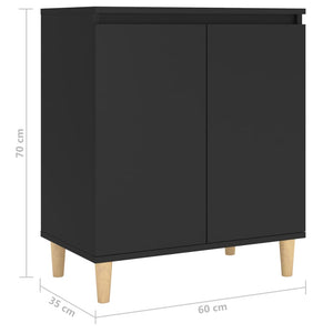 Galleria Design Sideboard with Solid Wood Legs Black 60x35x70 cm Engineered Wood