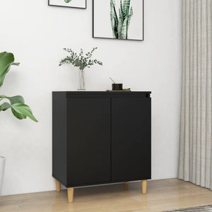 Galleria Design Sideboard with Solid Wood Legs Black 60x35x70 cm Engineered Wood