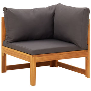 Galleria Design Corner Sofa with Dark Grey Cushions Solid Acacia Wood