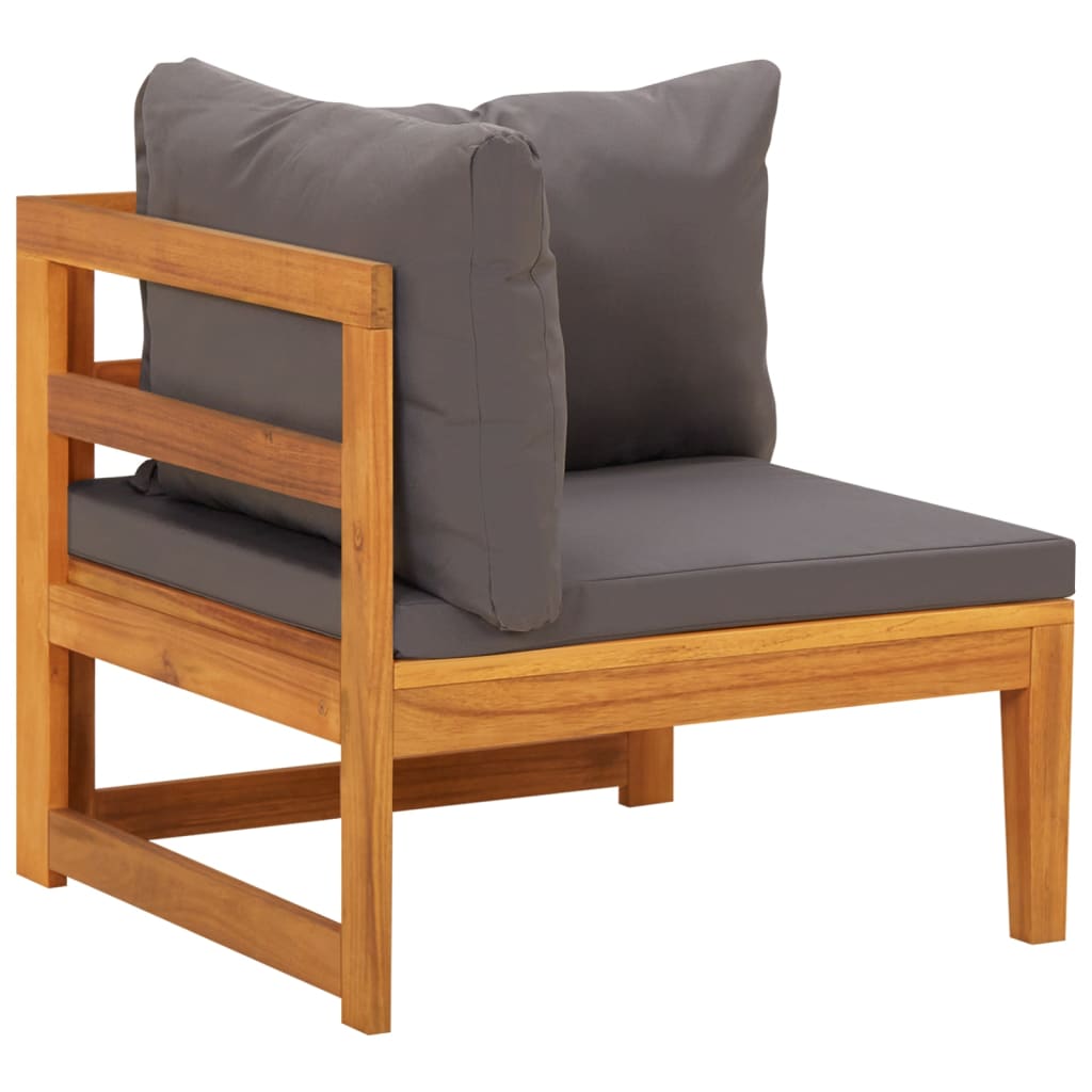 Galleria Design Corner Sofa with Dark Grey Cushions Solid Acacia Wood