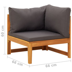 Galleria Design Corner Sofa with Dark Grey Cushions Solid Acacia Wood