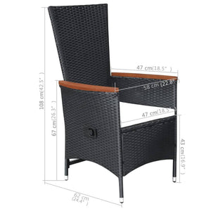 Galleria Design 7 Piece Garden Dining Set Poly Rattan Black