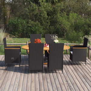Galleria Design 7 Piece Garden Dining Set Poly Rattan Black