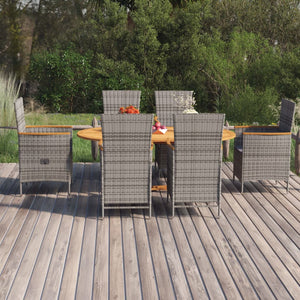 Galleria Design 7 Piece Garden Dining Set Poly Rattan Black
