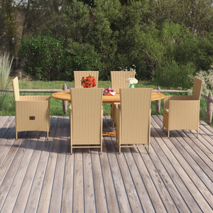 Galleria Design 7 Piece Garden Dining Set Poly Rattan Beige