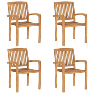 Galleria Design Stacking Garden Chairs 4 pcs Solid Teak Wood