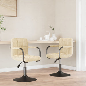 Galleria Design Swivel Dining Chairs 2 pcs Cream Velvet