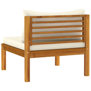 Galleria Design Sectional Middle Sofa with Cream White Cushion Acacia Wood