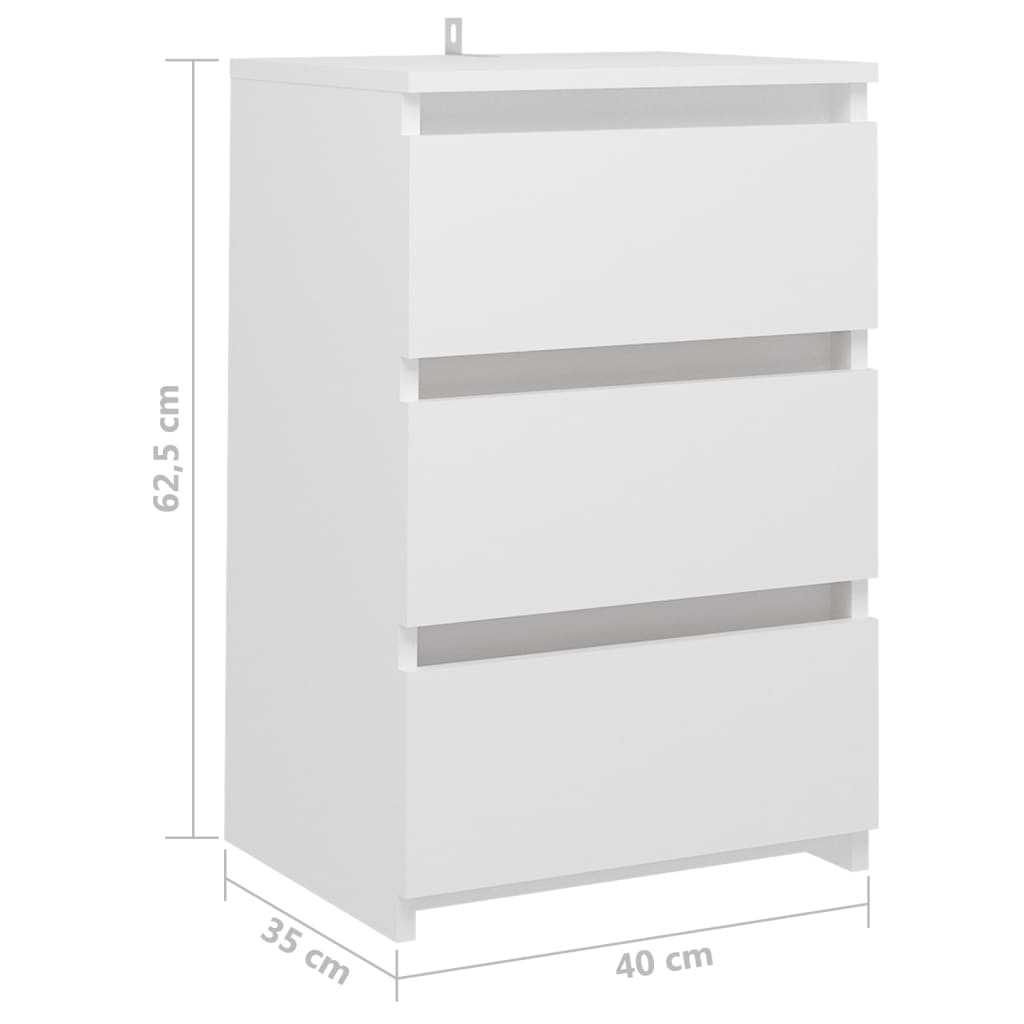Galleria Design Bed Cabinet White 40x35x62.5 cm Engineered Wood