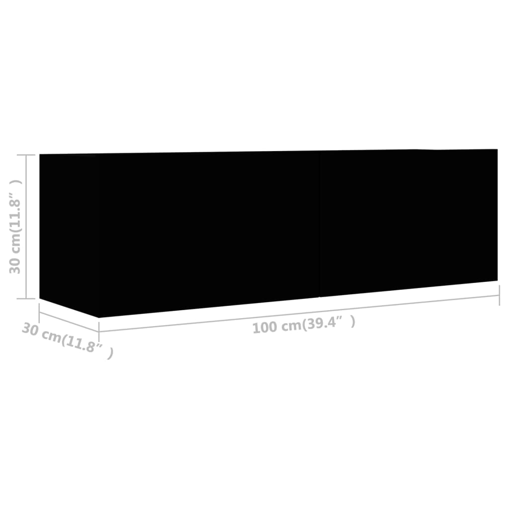 Galleria Design 2 Piece TV Cabinet Set Black Engineered Wood