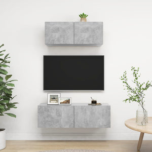 Galleria Design 2 Piece TV Cabinet Set Black Engineered Wood