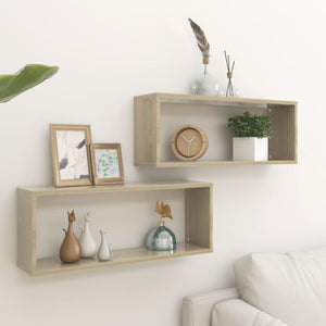 Galleria Design Wall Cube Shelf 2 pcs Sonoma Oak 60x15x23 cm Engineered Wood