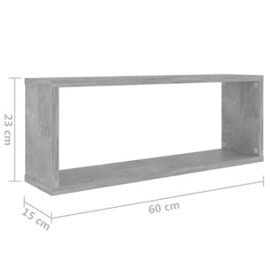 Galleria Design Wall Cube Shelf 2 pcs Concrete Grey 60x15x23 cm Engineered Wood