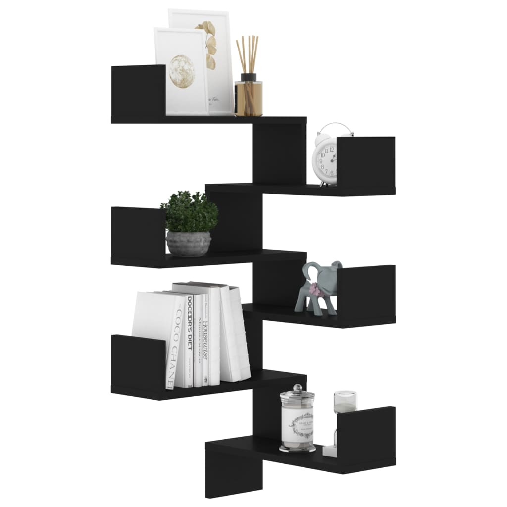 Galleria Design Wall Corner Shelf 2 pcs Black 40x40x50 cm Engineered Wood