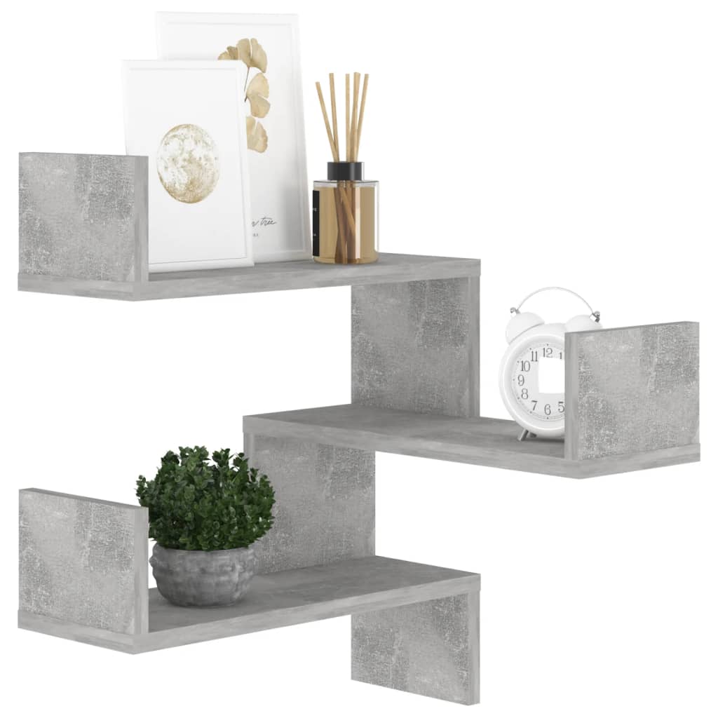 Galleria Design Wall Corner Shelf Concrete Grey 40x40x50 cm Engineered Wood