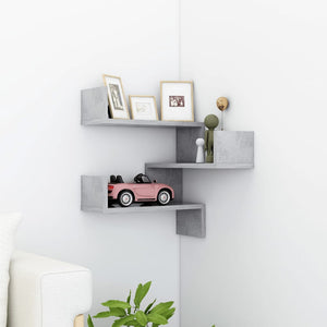 Galleria Design Wall Corner Shelf Concrete Grey 40x40x50 cm Engineered Wood