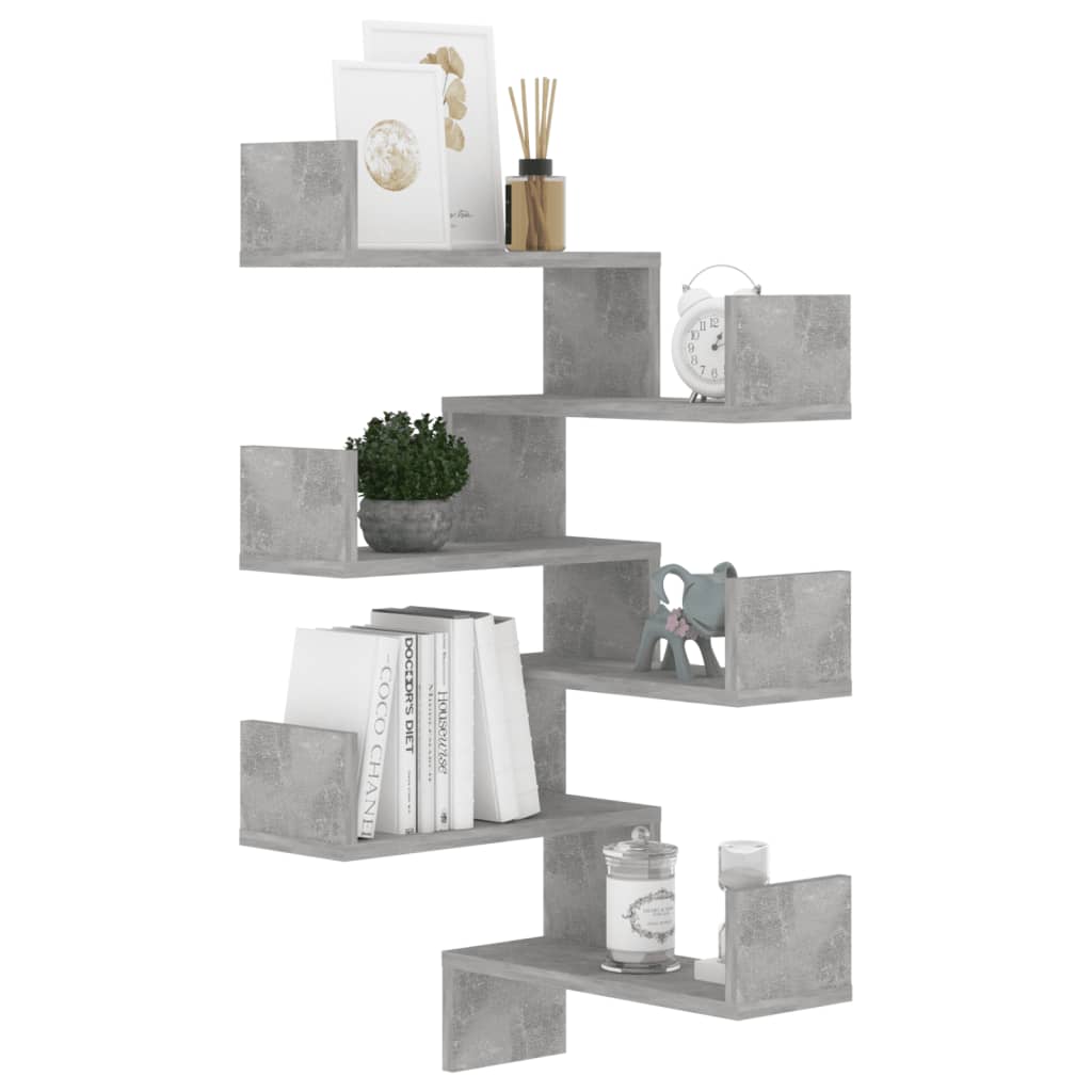 Galleria Design Wall Corner Shelf 2 pcs Concrete Grey 40x40x50 cm Engineered Wood