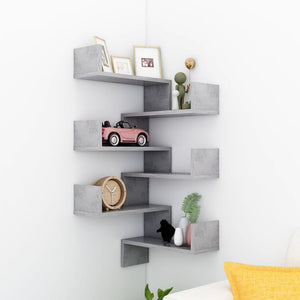 Galleria Design Wall Corner Shelf 2 pcs Concrete Grey 40x40x50 cm Engineered Wood