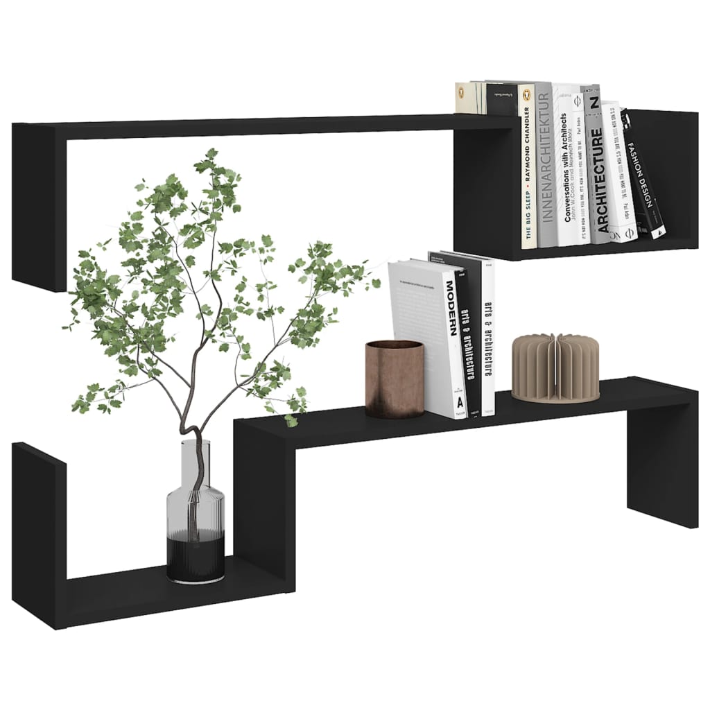 Galleria Design Wall Shelf 2 pcs Black 100x15x20 cm Engineered Wood