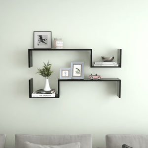 Galleria Design Wall Shelf 2 pcs Black 100x15x20 cm Engineered Wood
