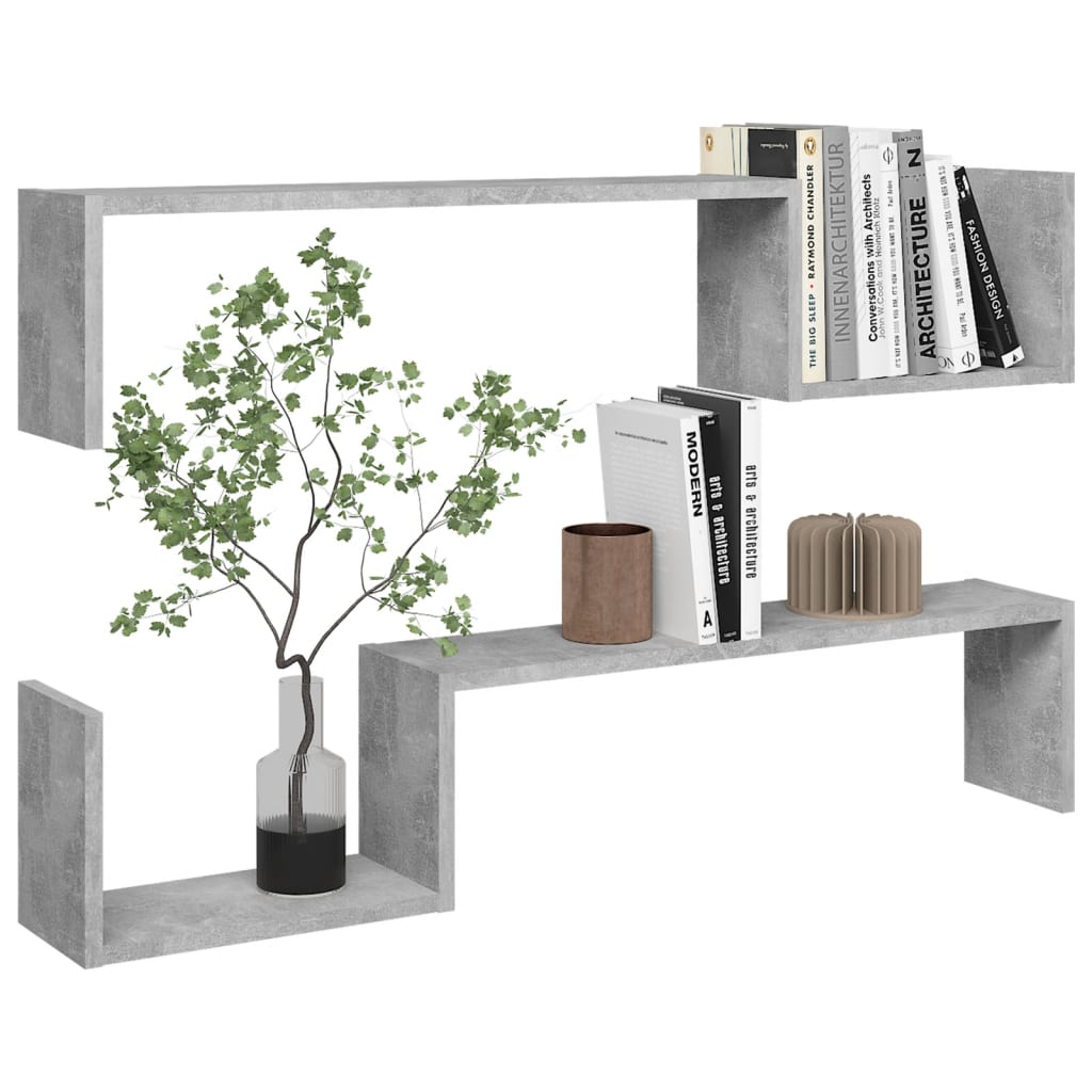 Galleria Design Wall Shelf 2 pcs Concrete Grey 100x15x20 cm Engineered Wood