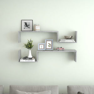 Galleria Design Wall Shelf 2 pcs Concrete Grey 100x15x20 cm Engineered Wood
