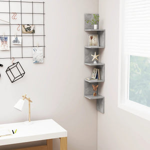 Galleria Design Wall Corner Shelf Concrete Grey 20x20x127.5 cm Engineered Wood