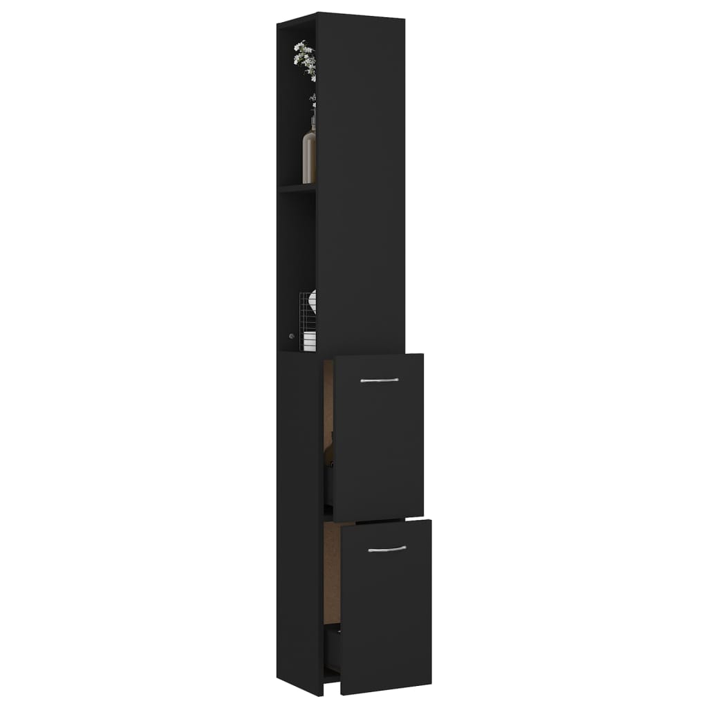 Galleria Design Bathroom Cabinet Black 25x26.5x170 cm Engineered Wood