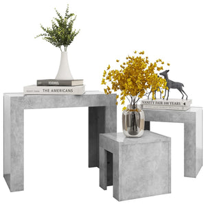 Galleria Design Nesting Coffee Tables 3 pcs Concrete Grey Engineered Wood
