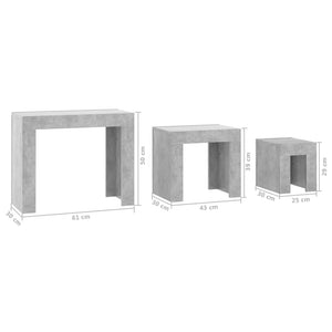 Galleria Design Nesting Coffee Tables 3 pcs Concrete Grey Engineered Wood