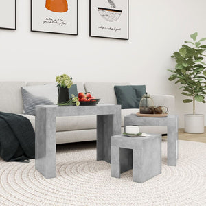 Galleria Design Nesting Coffee Tables 3 pcs Concrete Grey Engineered Wood