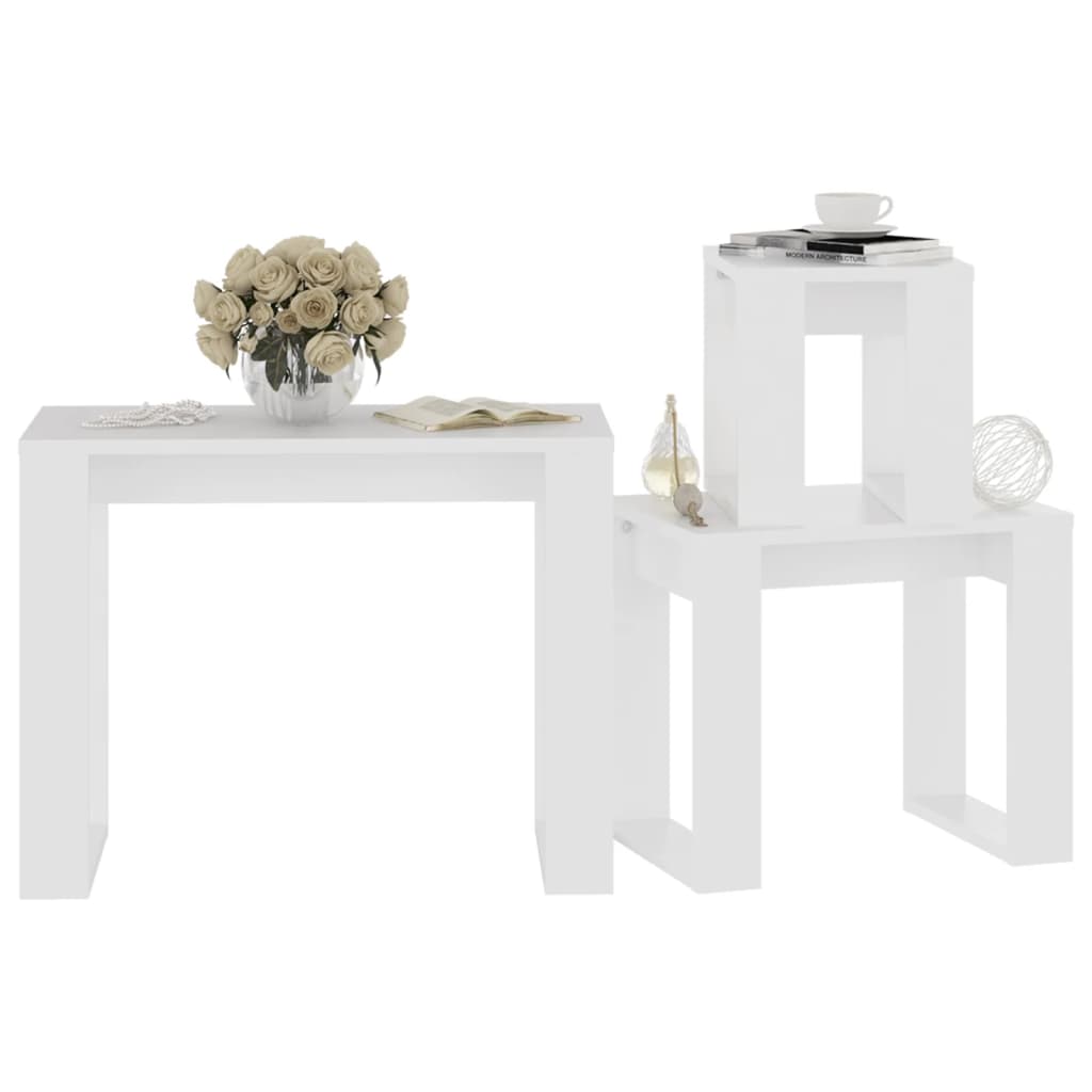 Galleria Design Nesting Tables 3 pcs White Engineered Wood