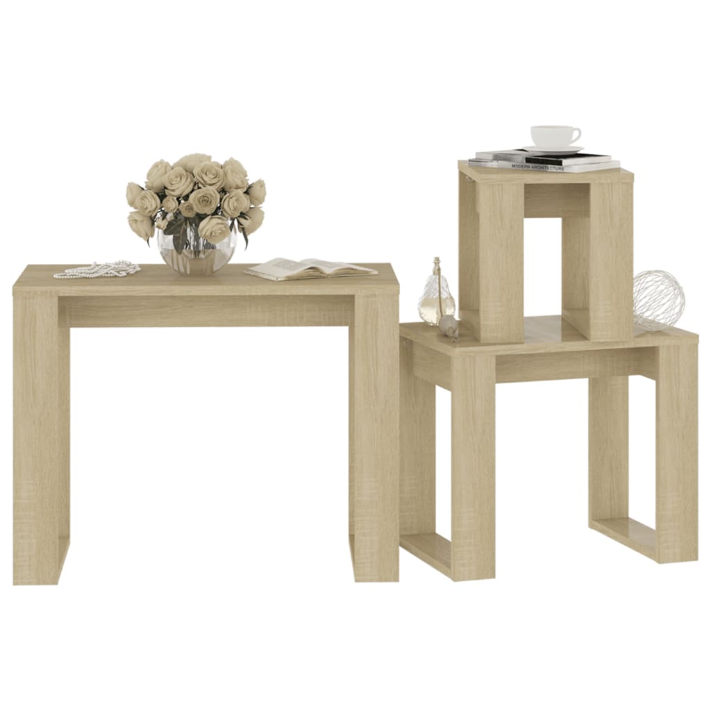 Galleria Design Nesting Tables 3 pcs Sonoma Oak Engineered Wood