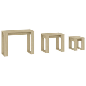Galleria Design Nesting Tables 3 pcs Sonoma Oak Engineered Wood