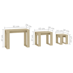 Galleria Design Nesting Tables 3 pcs Sonoma Oak Engineered Wood