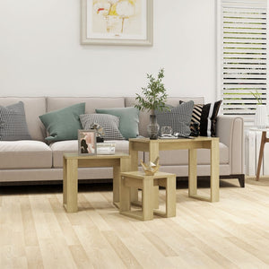 Galleria Design Nesting Tables 3 pcs Sonoma Oak Engineered Wood
